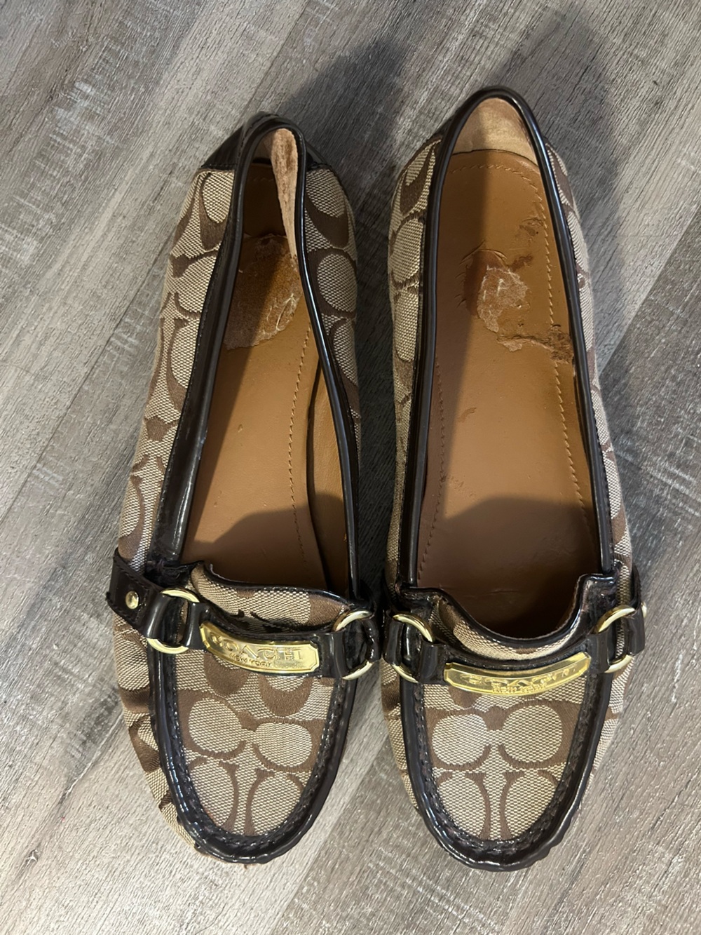 Coach Beige and Brown Signature Canvas Women's Loafers